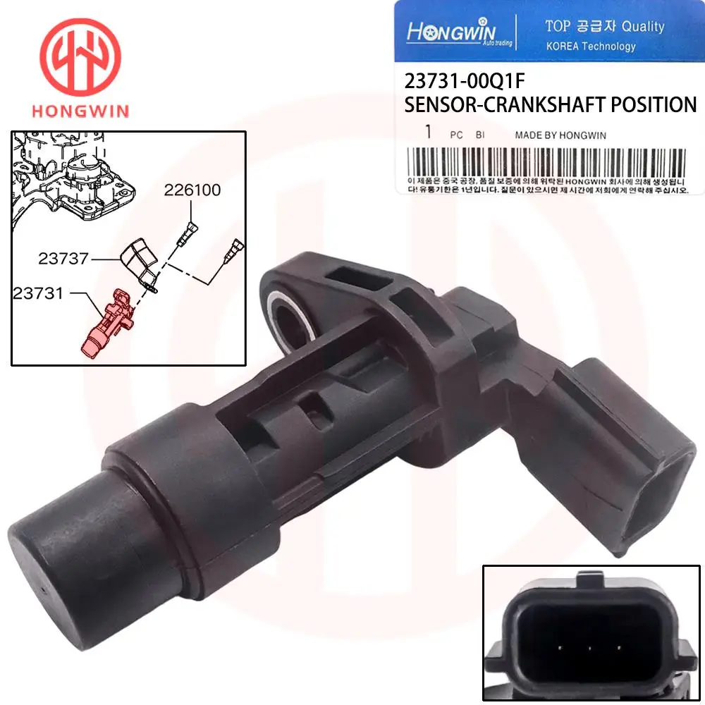 1PC New Crankshaft Position Sensor OEM 23731-00Q1F Fits Renault Clio Captur Dacia Duster Sandero Nissan Qashqai Juke