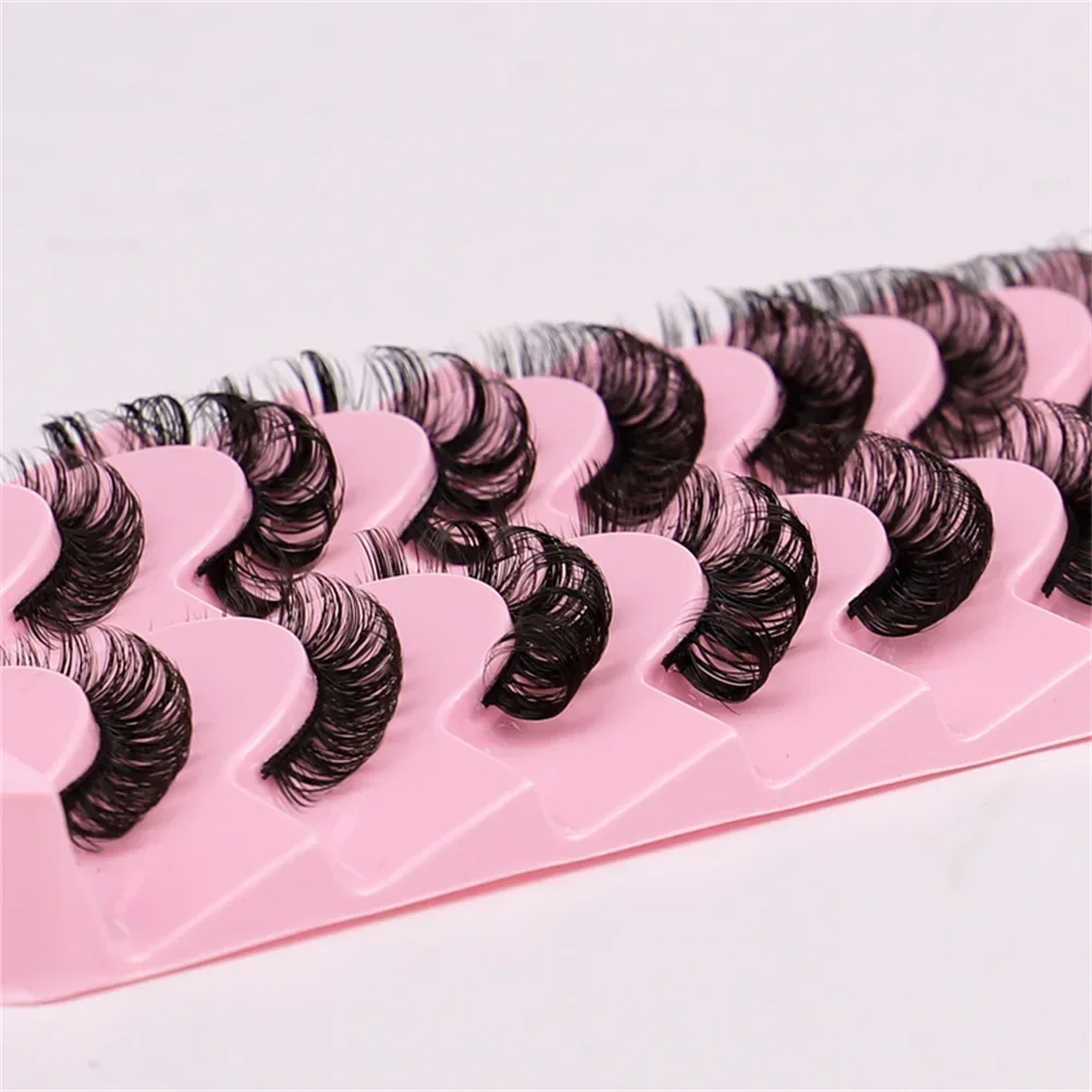 10 คู่ขนตา D Curl 10-16 มม.รัสเซียขนตา 3D Mink Eyelashes Reusable Fluffy รัสเซีย Strip Lashes eyelashes extensions