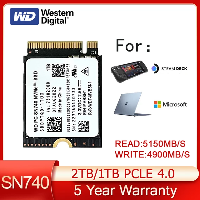 New WD SN740 2TB 1TB 512GB 256GB M.2 NVMe 2230 PCIe4.0x4 SSD Solid State  for Microsoft Surface ProX Surface Laptop 3 Steam Deck - AliExpress 7