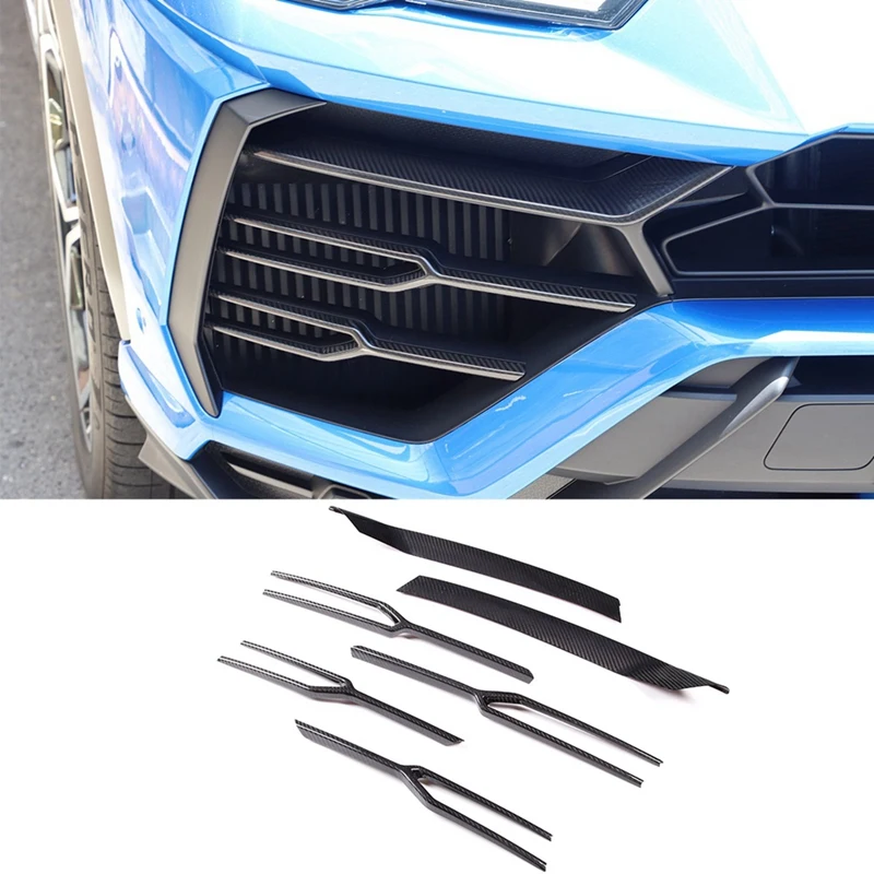 AU05 -For Lamborghini URUS 2018-2021 Carbon Fiber Car Front Bumper Grille Trim Front Fog Light Trim Sticker Accessories