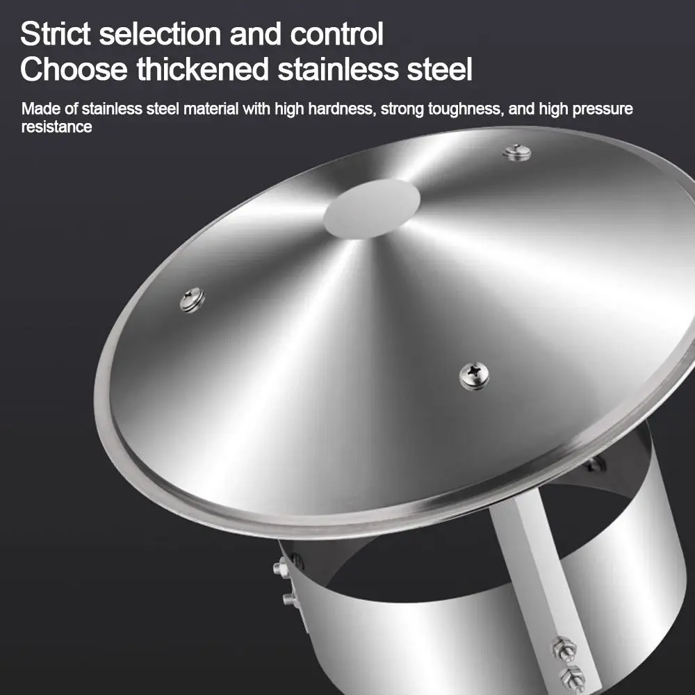 75-160mm Ventilated Rain Cap Stainless Steel Exterior Wall Air Outlet Stove Pipe Protector Cover Chimney Exhaust Hood