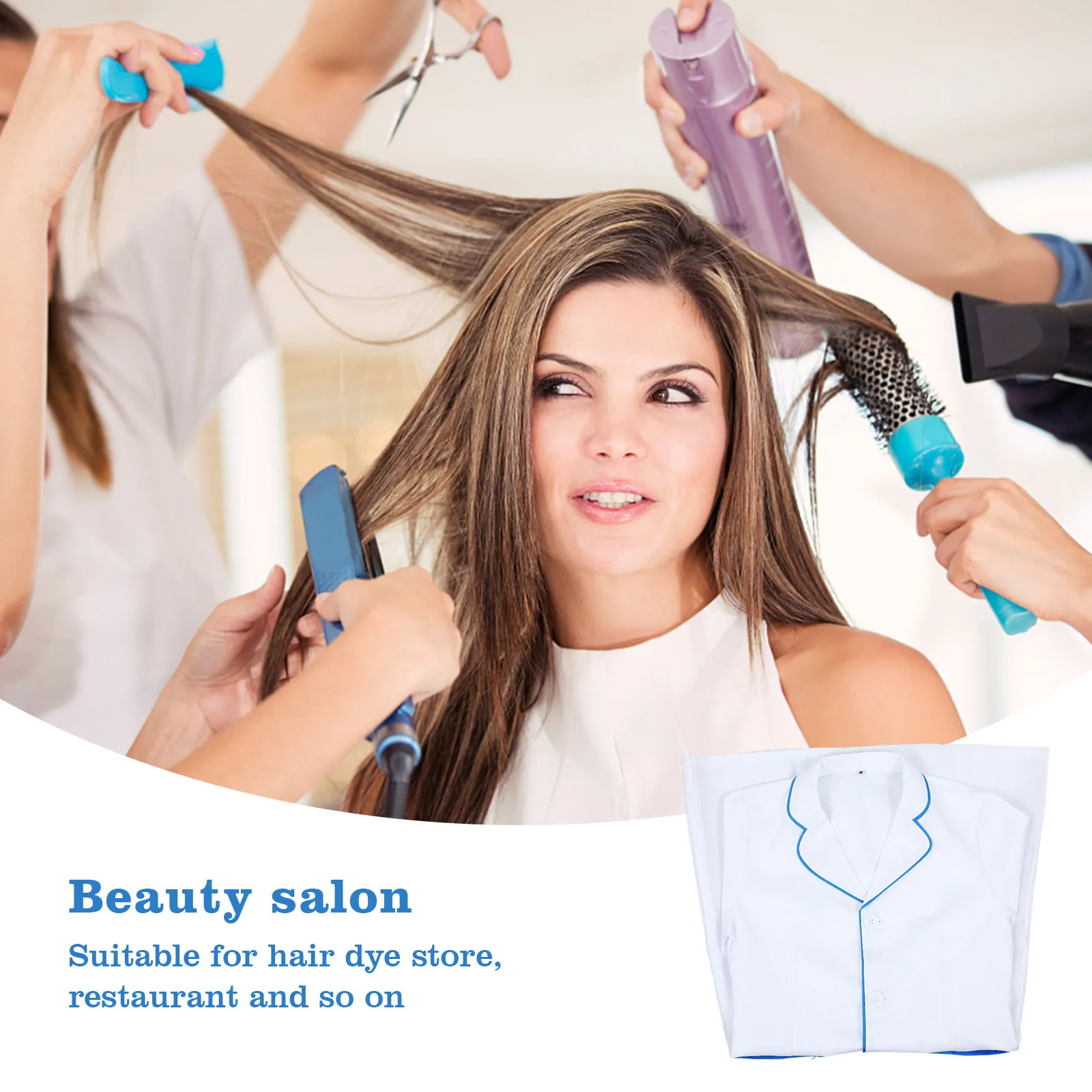 Beauty Salon Work Clothes Lightweight Breathable Hairdressing Smock One Size Comfortable Salon Dress for Haircut and Dyeing