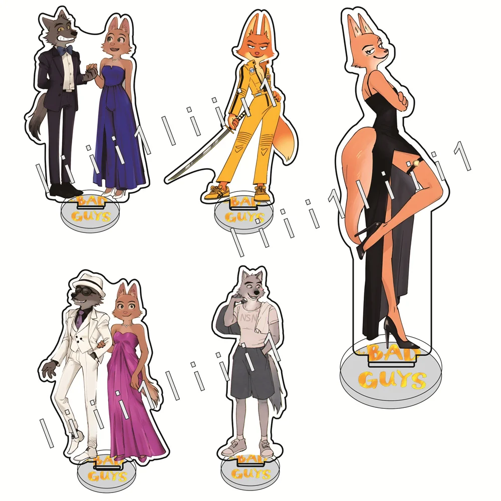 Anime The Bad Guys2 Acrylic Stand 15cm Mr. Wolf Diane Foxington Tabletop Decorations Accessories Decor GIFTS Elegant Key