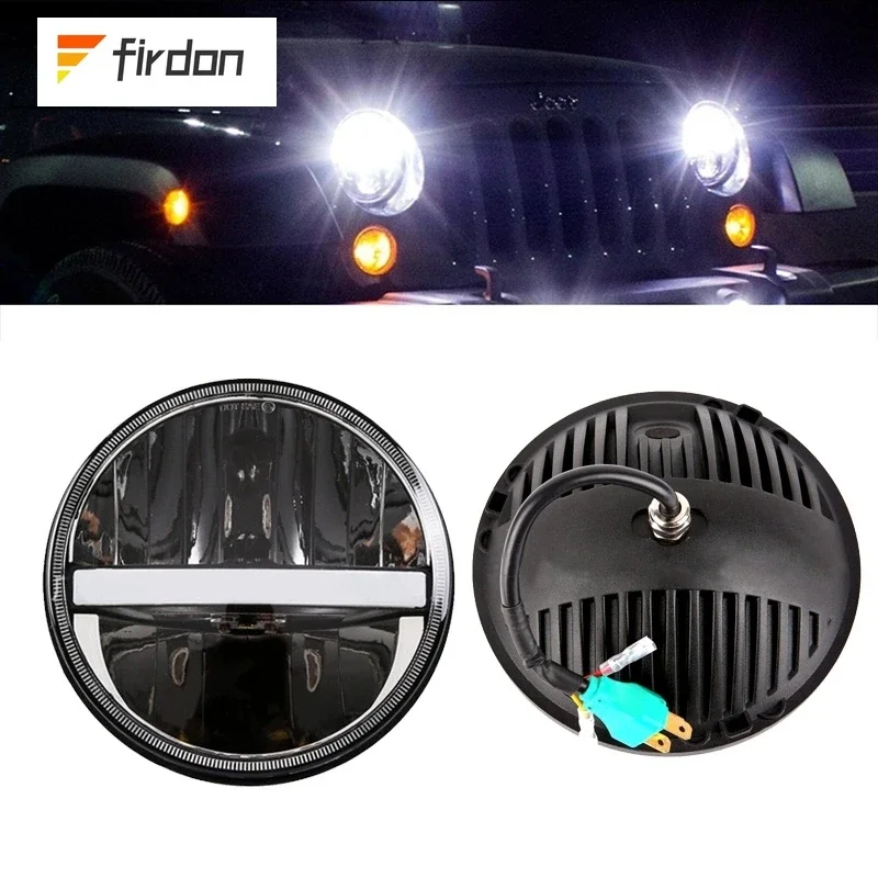 OVOVS 7 inch LED Headlamp With White DRL Amber Turn Signal 7 Inch Led Headlight For Jeep Wrangler Jk