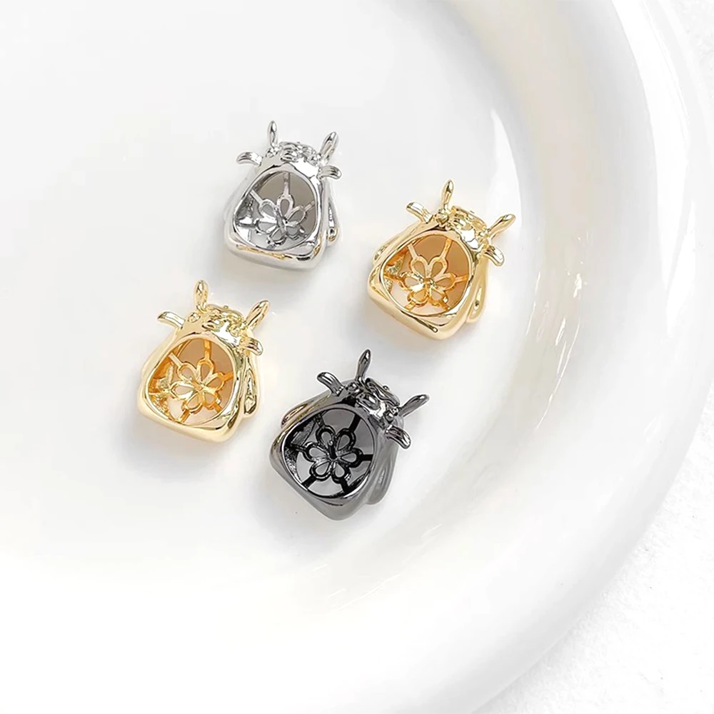 1 PCS Copper Plated Genuine Gold Cat Shaped Pearl Pendant That Can Be Inserted DIY Makes Fashionable Jewelry Accessory Materials