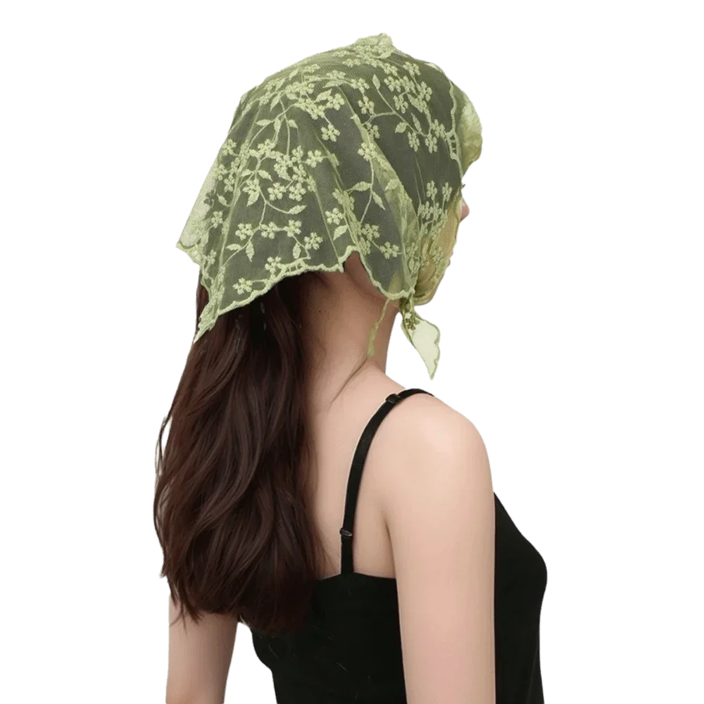 

Fashion Lace Headscarf Versatile Advanced Triangular Scarf Retro Hair Band for Women