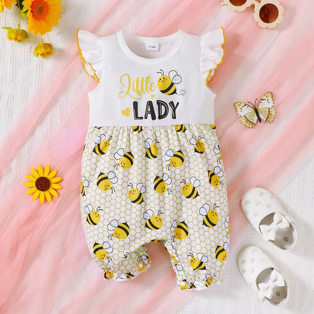 4-Color Newborn Baby Onesie Sleeveless Cute Butterfly Print Jumpsuit Summer Comfort Costume for Infant Girl 0-12 Months Romper