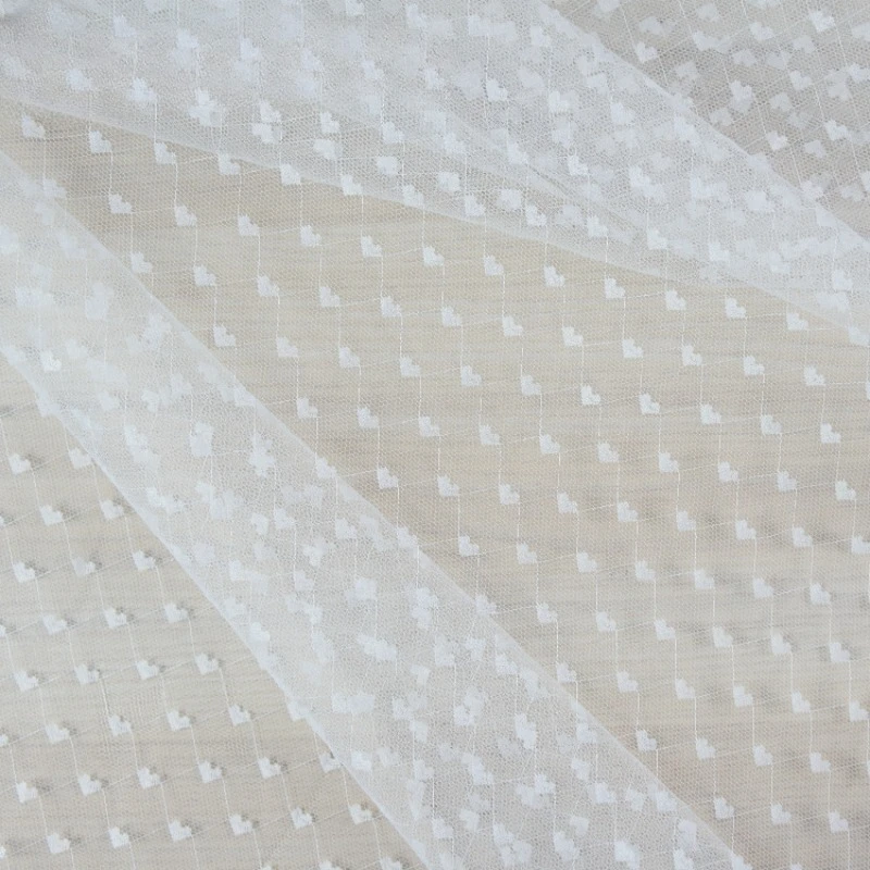 Mistlace Thick 100% Polyeseter Heart Pattern Jacquard Tulle Mesh Fabric 150cm Width Non-stretch Lace for Lingerie Dress ML278