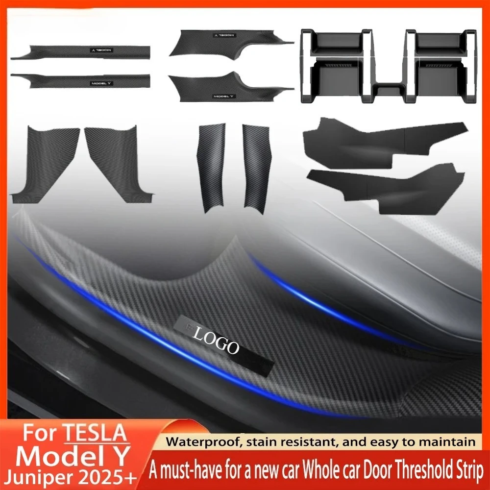 

For Tesla 2025 New ModelY Juniper ABS Front Rear Door Sill Protector Strip Waterproof Anti-kick Guard Pad Car Accessories
