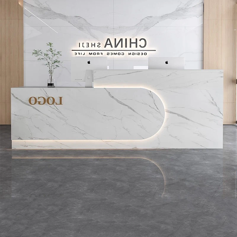 

Simple Trendy Reception Desk Luxury European Premium Modern Reception Desks Trendy Storage Tresen Rezeption Office Furniture