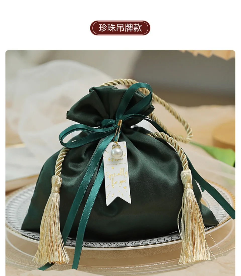 10/30/50 Pcs Luxus Verpackung Kordelzug Samt Beutel Beutel Geschenk Tasche Für Hochzeit Süßigkeiten Boxen Mit Perle string Dekor Gefälligkeiten Taschen – Detail 5