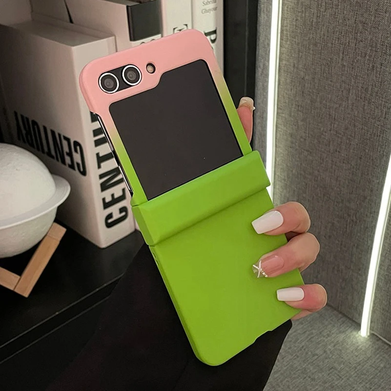 جراب هاتف قابل للطي متدرج كوري ، سيليكون ناعم ، مقاوم للصدمات ، حماية كاملة ، غطاء خلفي لهاتف Samsung Galaxy Z Flip 3 ، 4 ، 5 ، 6