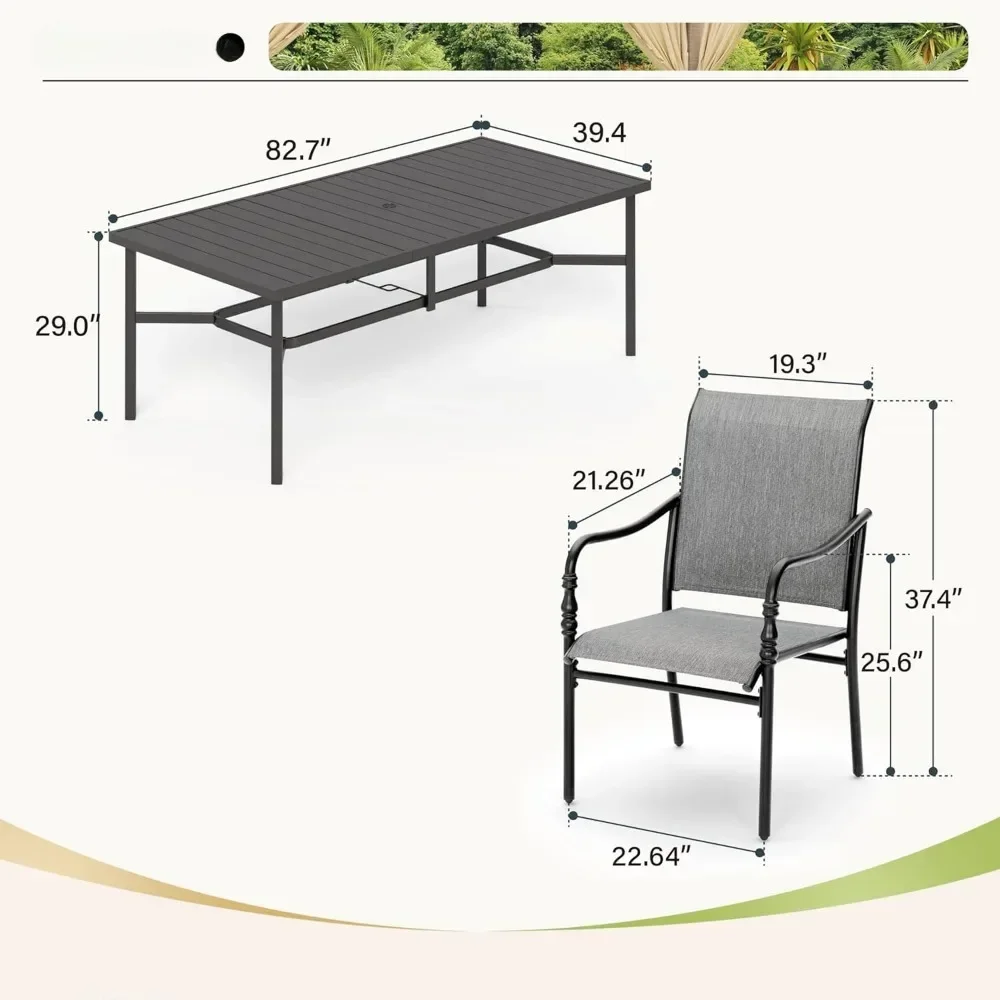 Patio Table and Chairs Dining Set,8Person 83