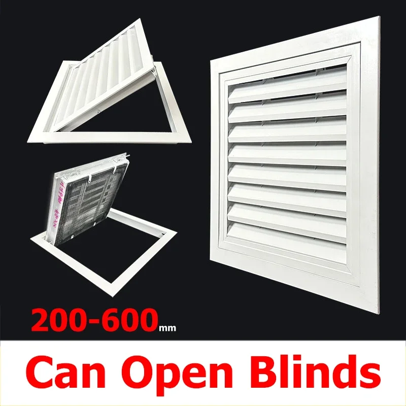 1pcs 200/250/300/350/400/450/500/550/600mm Aluminum Alloy Air Vent Grille Heating Cooling Vents Exhaust Shutter Vent Can Open view 2