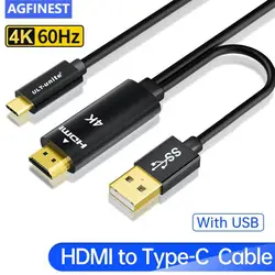 HDMI-Compatible to Type-C Conversion Cable 4K@60Hz Support Touch Screen Monitorfor Host Computer HDMI Connect USB C 3.1