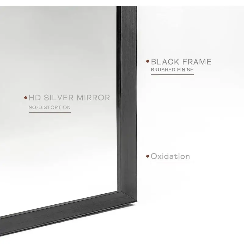 مرآة حمام مقوسة بإطار معدني أسود مقاس 20 × 30 بوصة، ديكور منزلي أنيق، تصميم أنيق، مثالية للزينة أو المعيشة