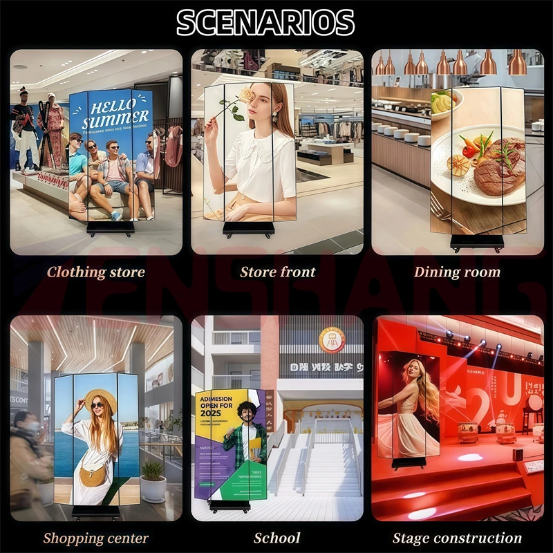 1920*1080 القرار عالية السطوع الغبار ثلاثي أضعاف شاشة Led ملصق مزدوج الوجهين داخلي ثلاثي الطي Led ملصق العرض #5
