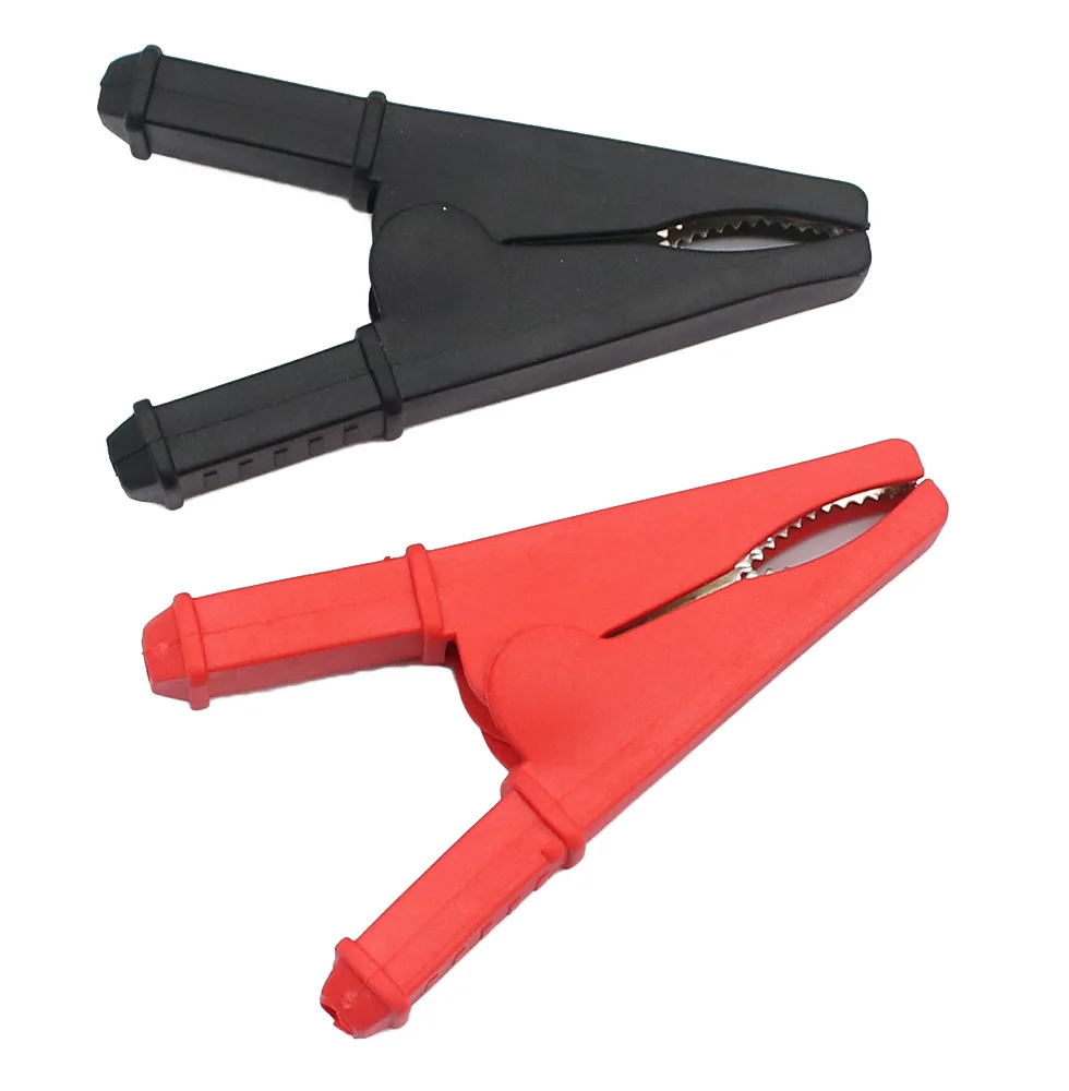 2Pcs 50A Red + Black 75mm Insulated Crocodile Car Caravan Van Battery Test Lead Clips Best Promotion Alligator Clips
