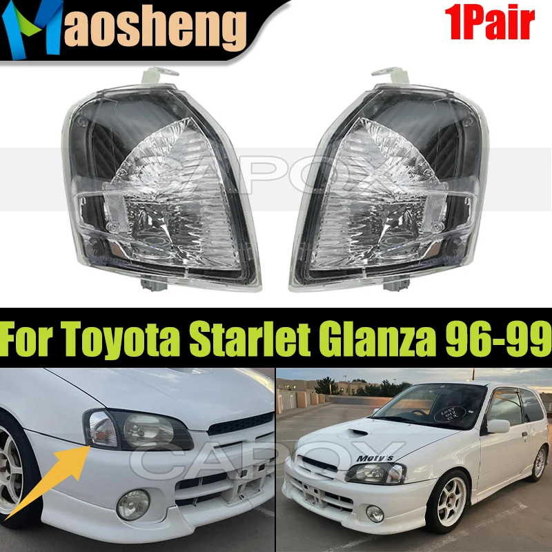 1Pair Black Base Car Headlight Turn Signal Indicator Corner Light For Toyota Starlet Glanza 1996 1997 1998 1999Corner Light Lamp