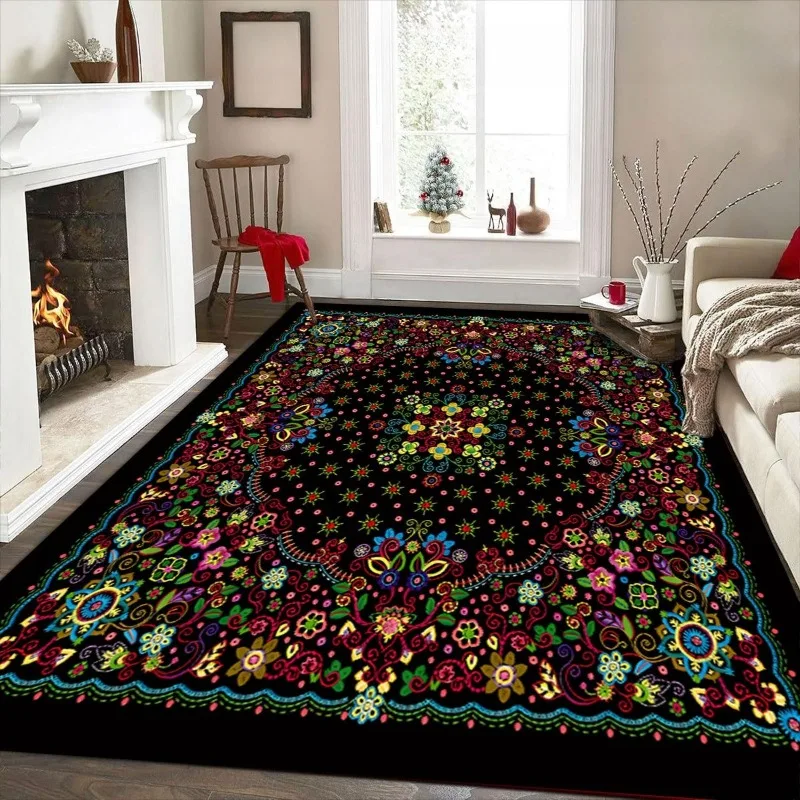 

Classical Persian Carpet in The Living Room Decoration Bedroom Soft Mat Bedside Non-slip Easy Clean Lounge Rug Entrance Door Mat