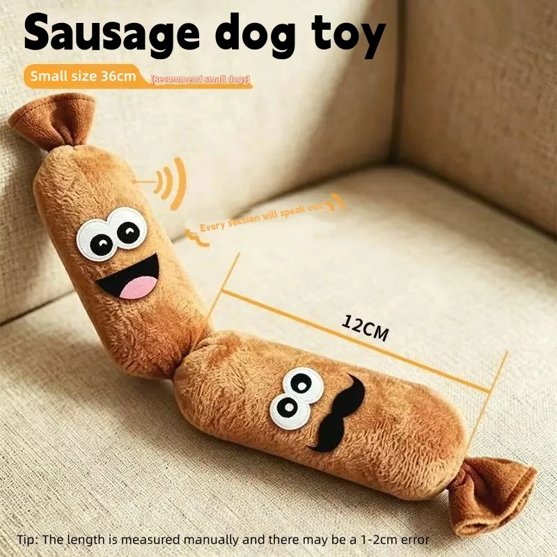 Langlebiges, kaubeständiges Hot-Dog-Wurst-Hundespielzeug, weiches Plüsch-Quietschspielzeug zum Selbstspiel für Hunde, zum Zähneknirschen