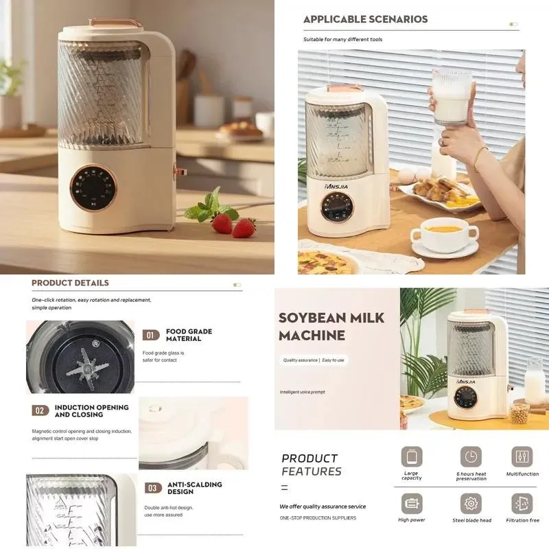 for High-speed 600-watt electric soybean milk machine, wall-breaking automatic breakfast machine, fruit juicer, blender, rice