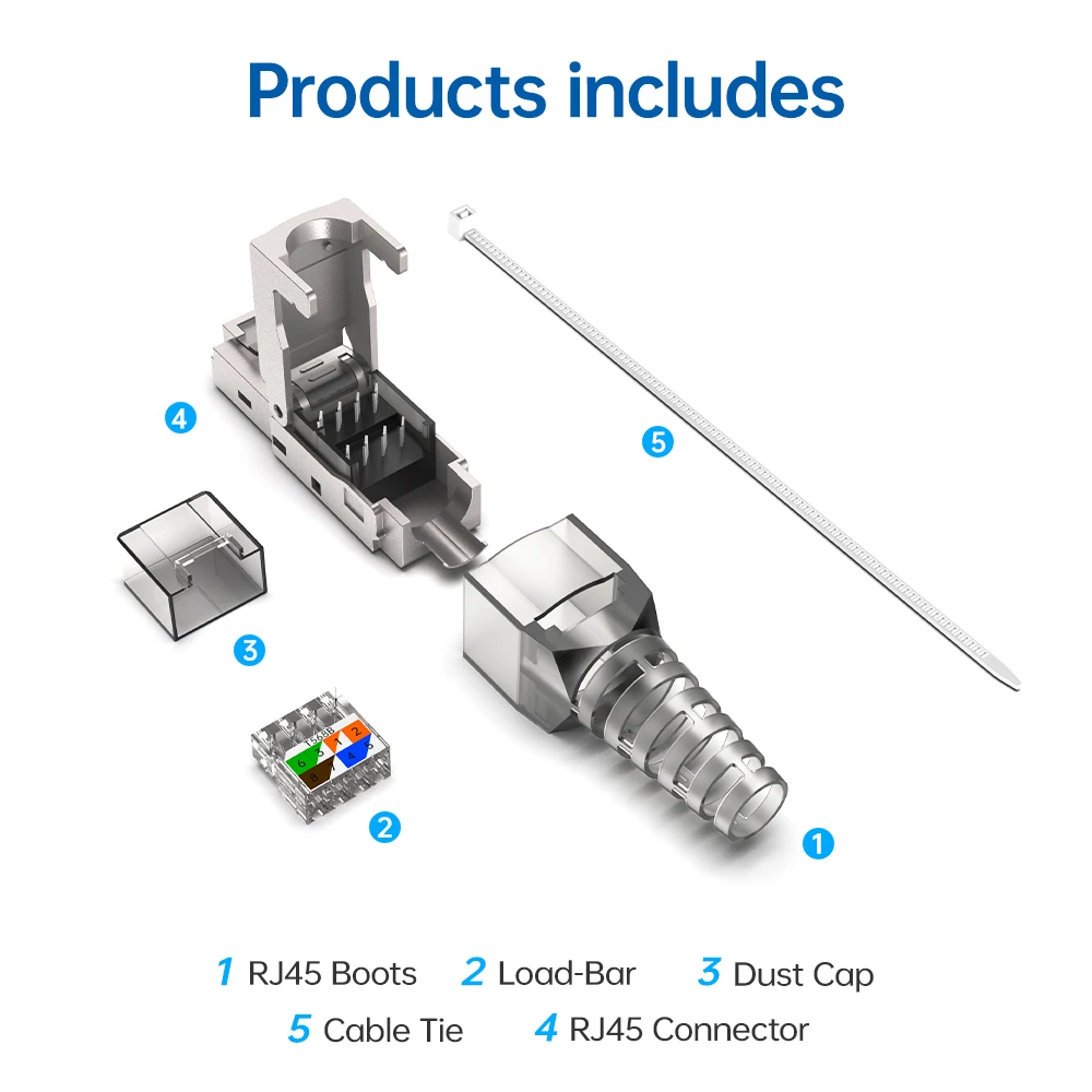 CAT8 STP RJ45 Connector CAT7 CAT6A Reusable Ethernet Termination modular Plug Shielded Modular Zinc alloy Field Termination Plug