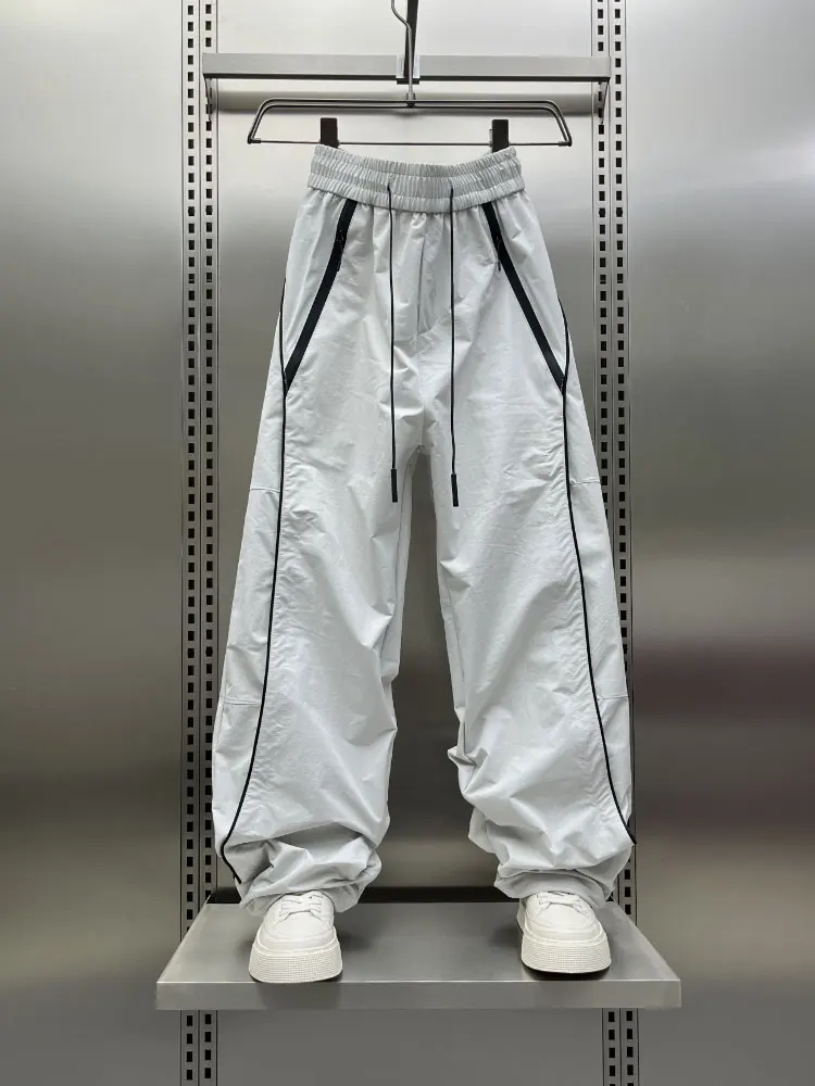 

American Sle Outdoor Paratrooper Casual Pants Men Summer Striped Splicing Sports Loose Lightweight Straight Leg Trousers