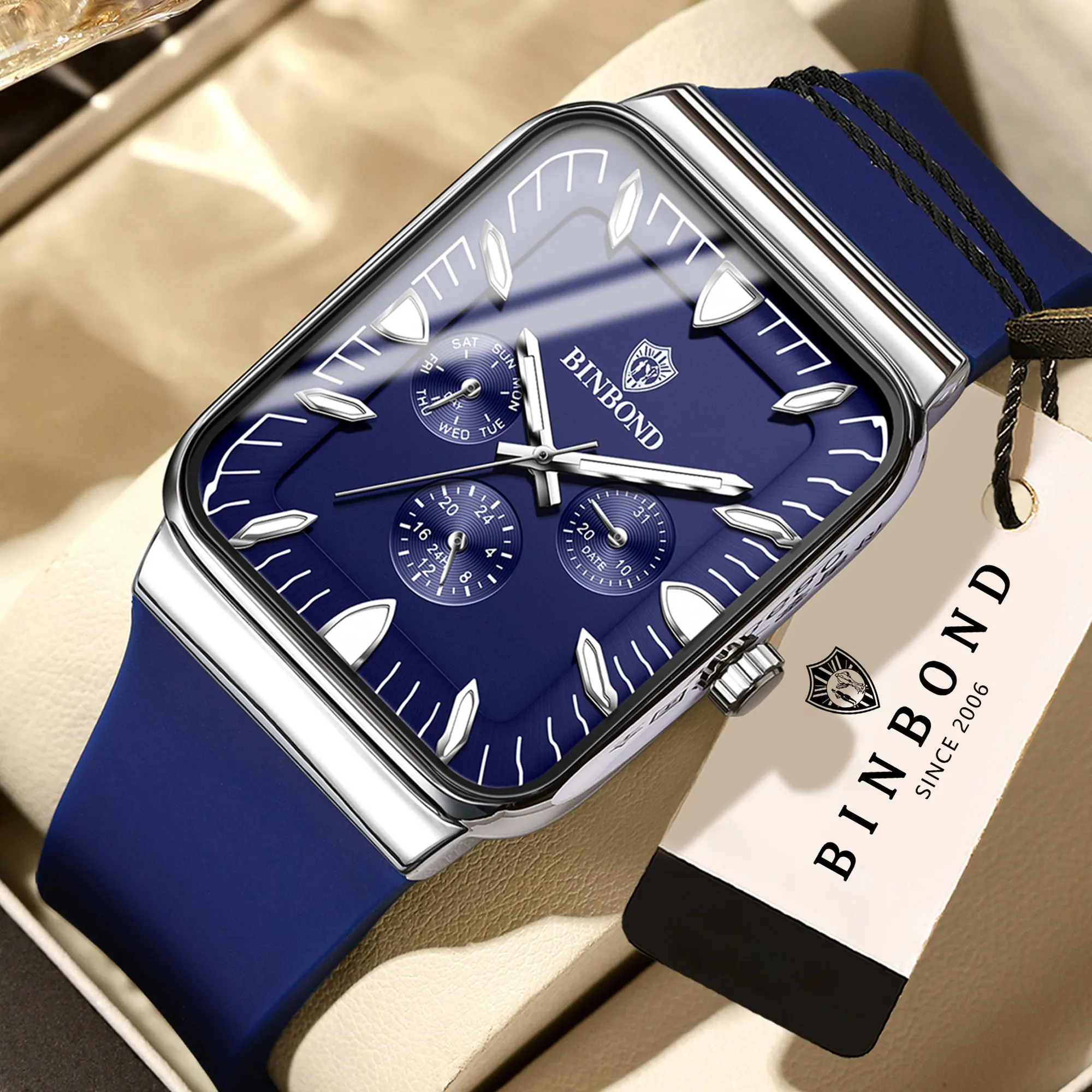 

BINBOND orginal accurate men's watch durable quartz wristwatches for men luxury luminous waterproof casual reloj