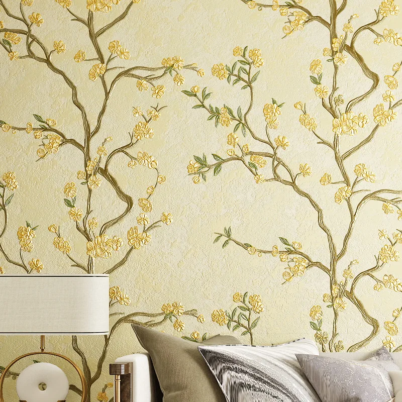 American Retro Style Wallpaper Rustic Branch Tree Flower Wall Papers Small Flowers Wallpaper for Living Room Bedroom Home Decor