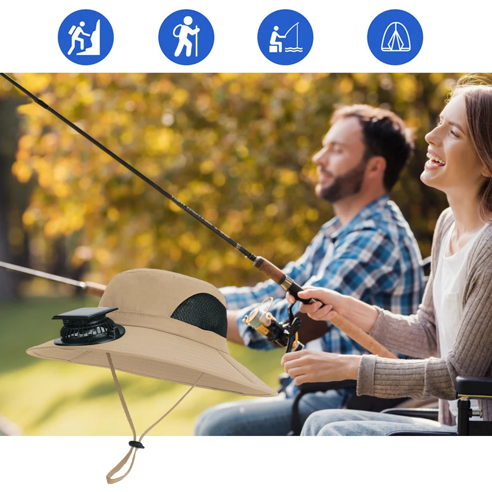 

Шляпа с солнечным вентилятором и широкими полями, шляпа-ведро с защитой от ультрафиолета, уличная рыбацкая шляпа со съемным и USB-вентилятором для зарядки для мужчин и женщин, рыбалка