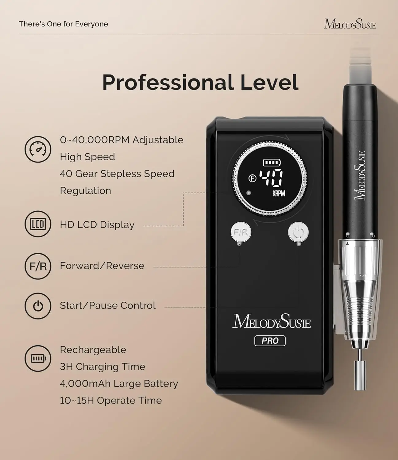 Kit profissional de broca de unha sem fio, 40.000 rpm, lixa de unha elétrica recarregável para polimento e remoção de gel acrílico