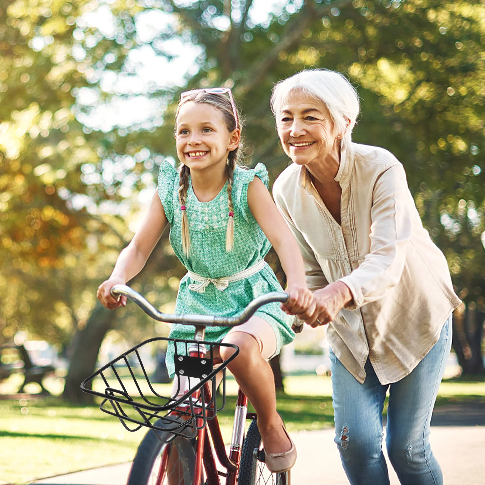 

Bike Basket Front Iron Detachable Storage For Kids Scooter Thickened Handlebar Container Sturdy Cycling Accessory