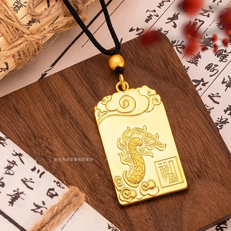 

18K Gold Pendant Mens New Chinese Style Lucky Cloud Auspicious Dragon Brand Zodiac Dragon Pendant AU750 Free Shipping