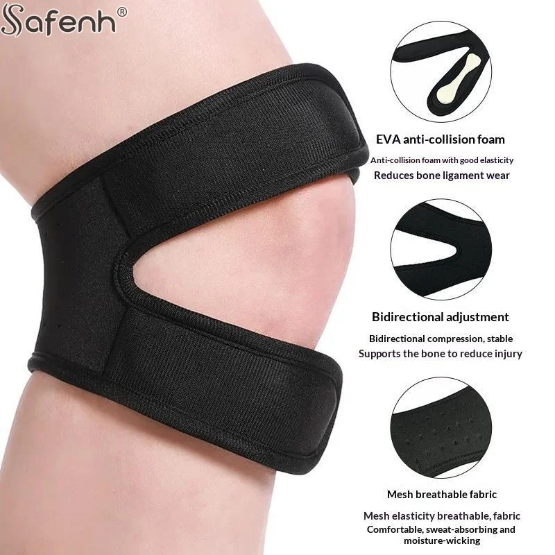 Sports Knee Support Brace Knee Patella Strap With Polyester Fiber Shock Absorption 4-Way Compression For Sports Running Hiking - view 5