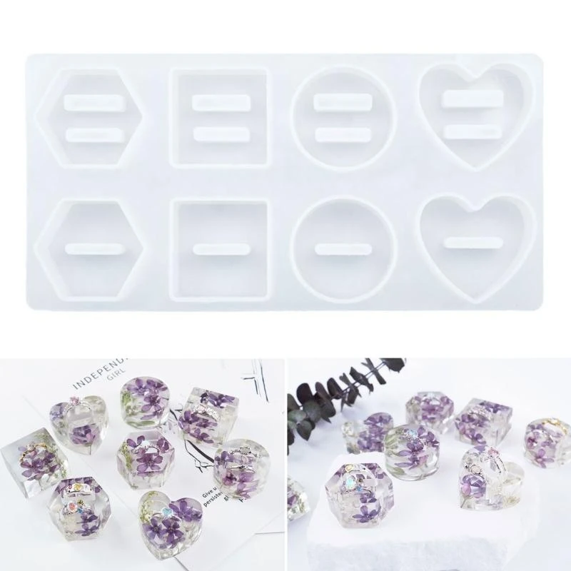 652F Ring Holder Silicone Moulds Geometrical-Shape Ring Display Resin Mold for DIY Craft Ring Stand Epoxy Casting Mold Craft