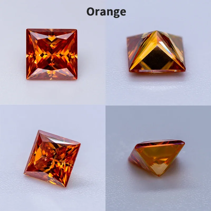 Moissanit-Stein, natürlicher Champagner-Princess-Schliff, Edelstein für DIY-Ringe, Halsketten, Ohrringe, mit Zertifikat – Detail 13