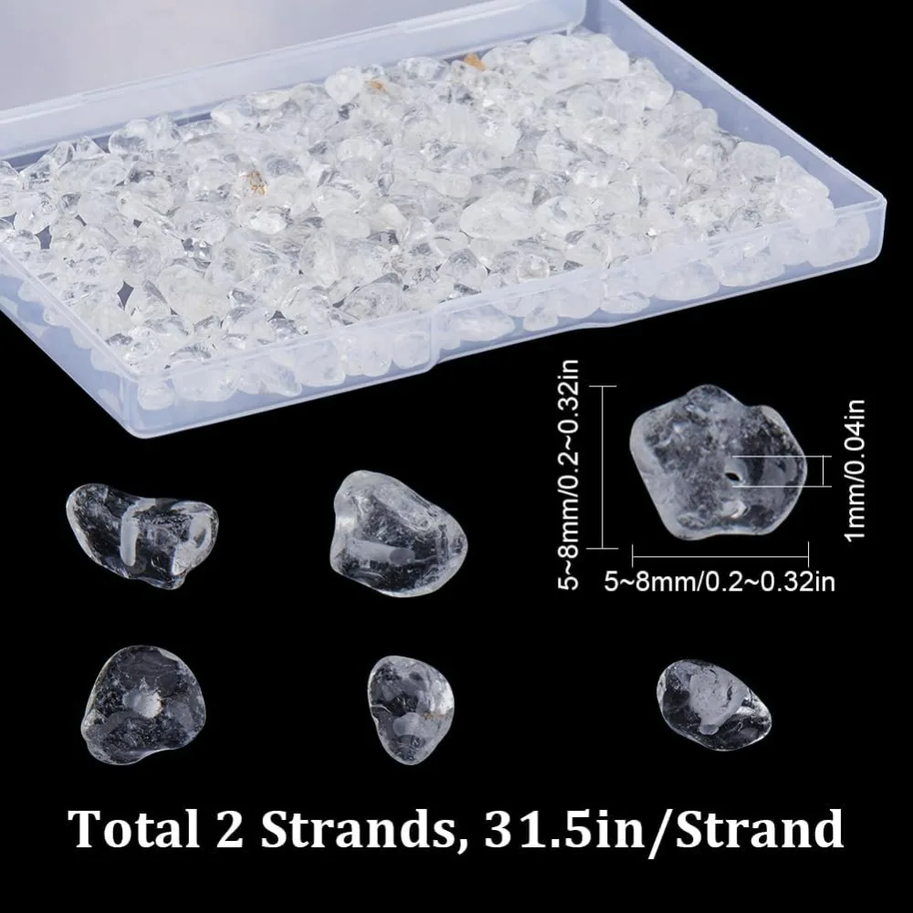 2 Strands Clear Quartz Chips Quartz Crystal Chips Stone Chip Beads Energy Healing Chip Gemstone Beads Crystal Stone Irregular