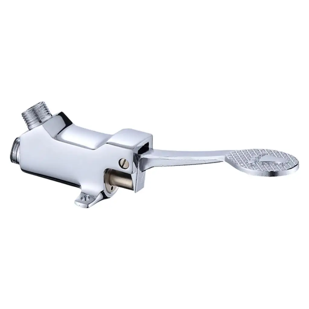 Foot Pedal Faucet Valve Touch Free Brass Water Pump Controlled Sink Tap for Camper Kitchen Laboratory