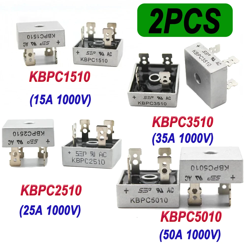 2PCS KBPC5010 KBPC3510 KBPC2510 KBPC1510 Diode Bridge Rectifiers Diodes 1000V KBPC 5010 3510 2510 1510 Power  Rectifier Diode