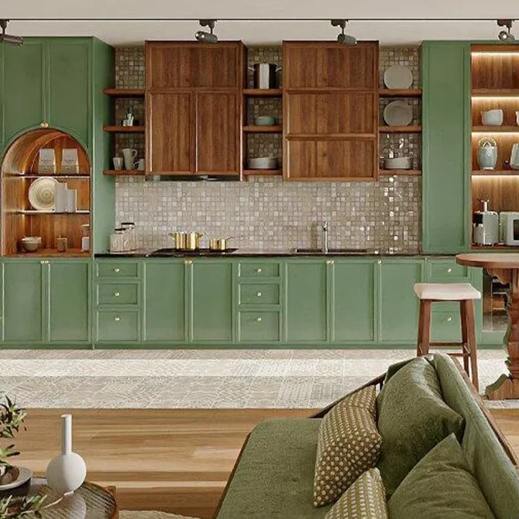 nc-Whole House Custom-Made French Vintage Solid Wood & Slate Outdoor Cabinets Kitchens Integrated Space Factory Customization#