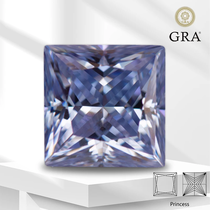 

Лабораторный бриллиант Moissanite, лавандовый цвет, вырезанная принцесса с сертификатом Гра, аксессуары для изготовления ювелирных изделий для женщин