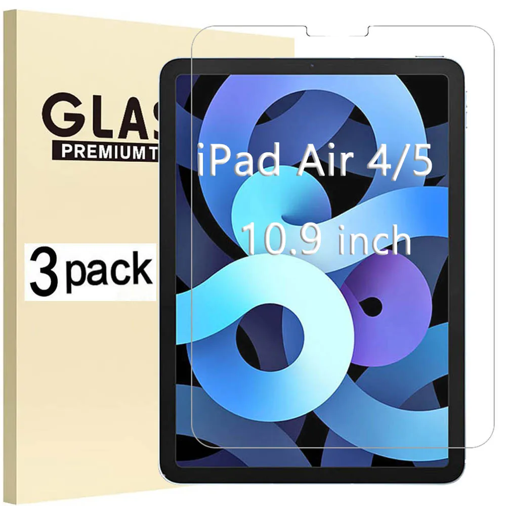 (3 Pack) Tempered Glass For Apple iPad Air 10.9 2020 2022 4th 5th Generation Anti-Scratch Tablet Screen Protector Film