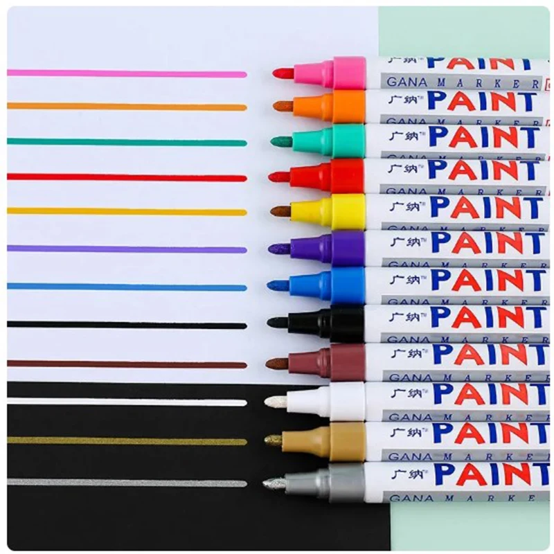 6 Pcs Colorful Permanent Paint Marker Waterproof White Markers tire tread rubber fabric Paint metal 12 Colors Paint Marker Pens