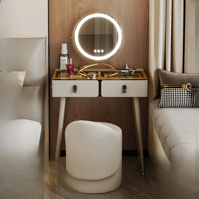 Modern Luxury Dressing Table, Small Mini 60cm Bedroom Minimalist 50cm Wall Corner, Ultra Narrow  Table