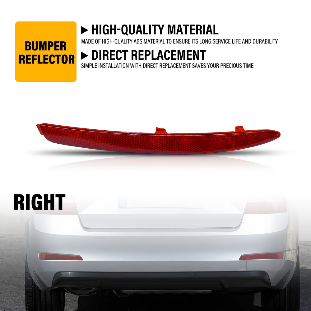 1Pc Car Rear Bumper Reflector Right Side For Skoda Octavia 2008-2013 Red Lens Taillight Warning Signal Lamps 1Z0945106