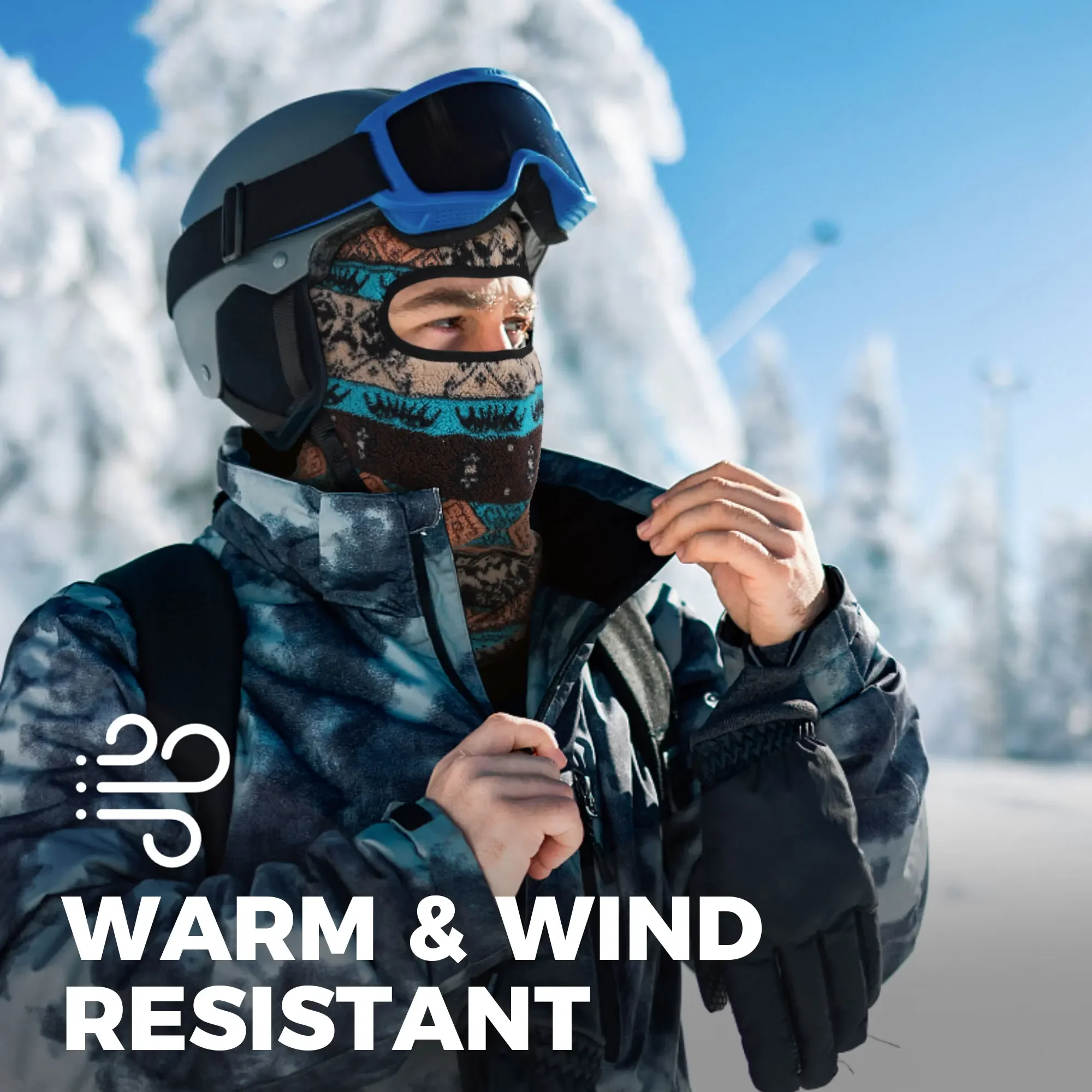 Winter Fleece Balaclava Cold Weather Ski Full Face Cover Thermal Windproof Mask Sports Hood Cap Hiking Cycling Bike Neck Warmer