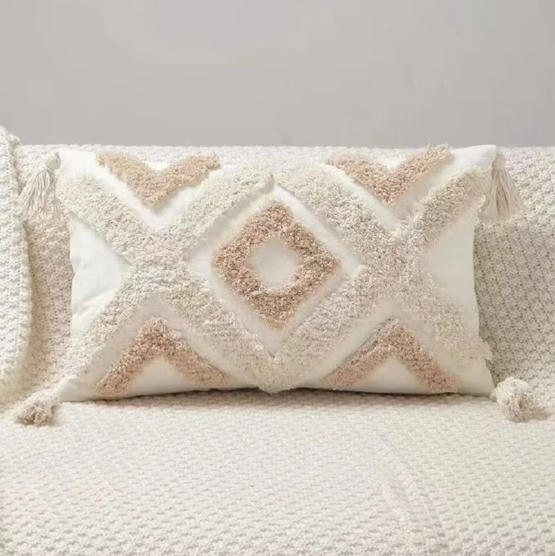 Ins Nordic Böhmischen Stil Geometrische Plüsch Kissenbezüge Hause Dekorative Kissen Mit Quaste Taille Kissen Kissenbezüge – Detail 3