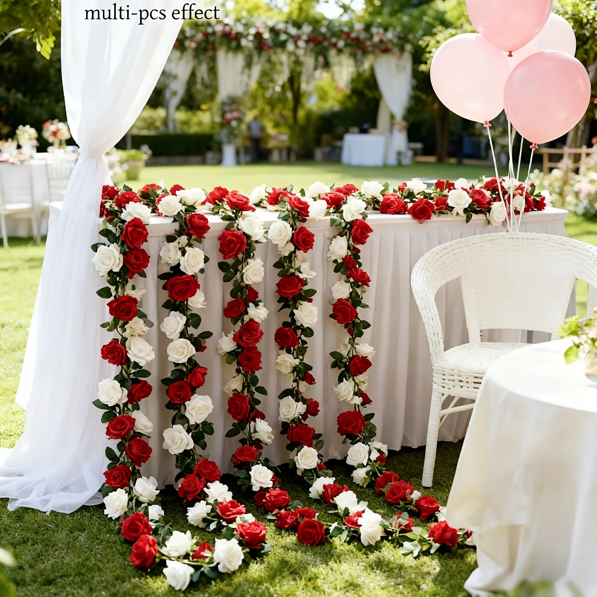 Bunte künstliche Rosengirlanden, ideal für Hochzeitsbögen, Gartenschaukeln, Treppen, Zaun-Dekoration, Innen- und Außenanwendungen. – Detail 1