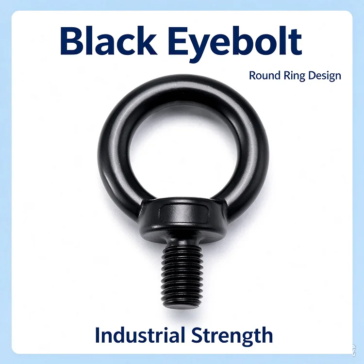 Black 304SS Lifting Eye Bolt & Eye Nut M5 M6, Heavy Duty Ring Fastener for Rigging & Hanging